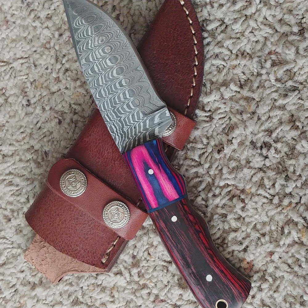 Premium Damascus Steel Knife with Multicolor Handle